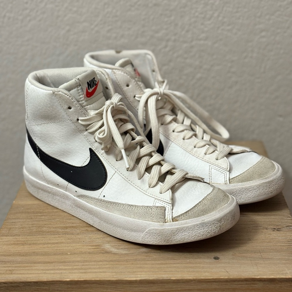 Nike White and Black High-Top Athletic Shoes